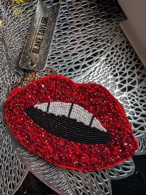 Blake Taylor Beaded Red Lip Coin Bag/Keychain Bag charm-
